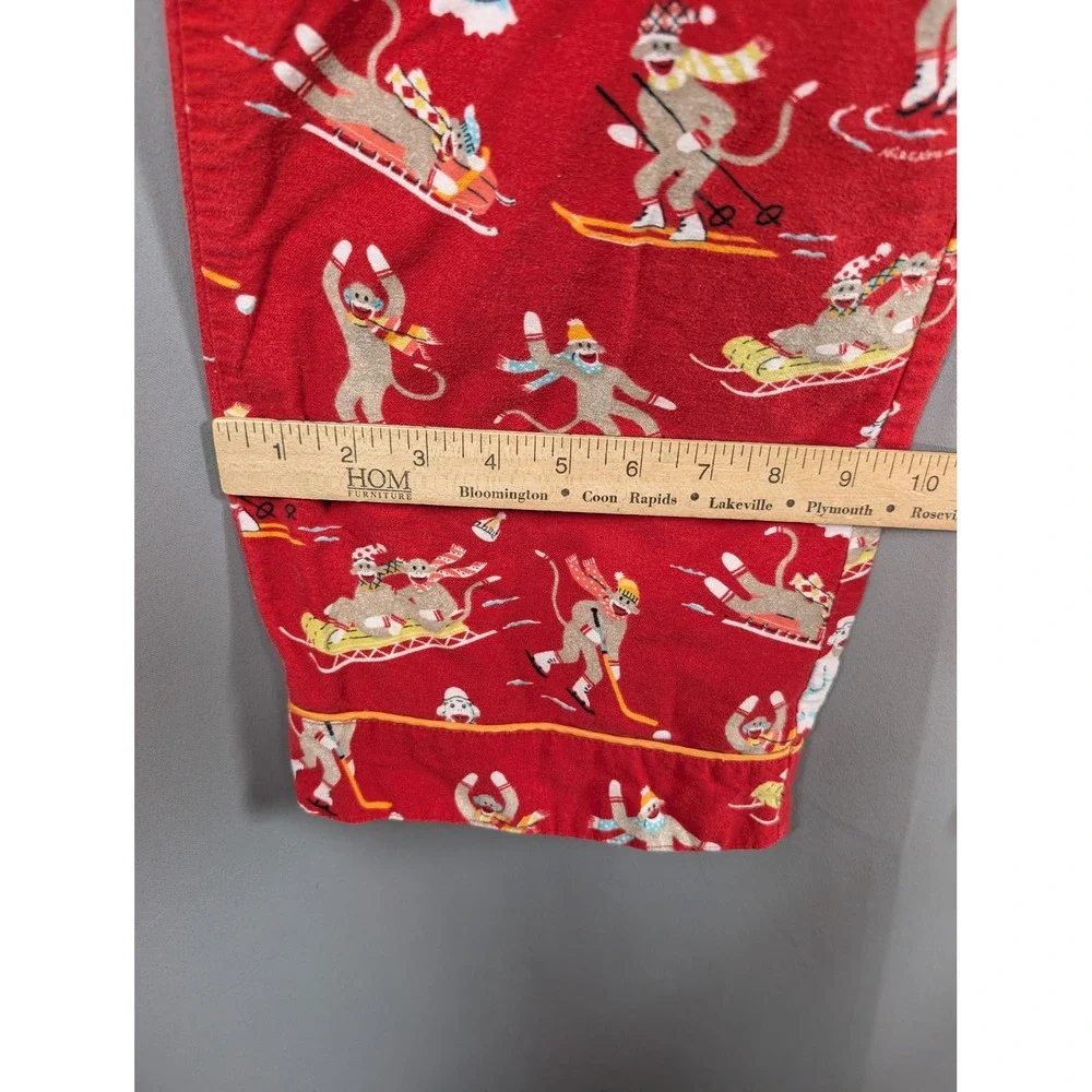 Nick &‎ Nora Flannel Pajama Set Womens S Red Sock Monkey Christmas Winter